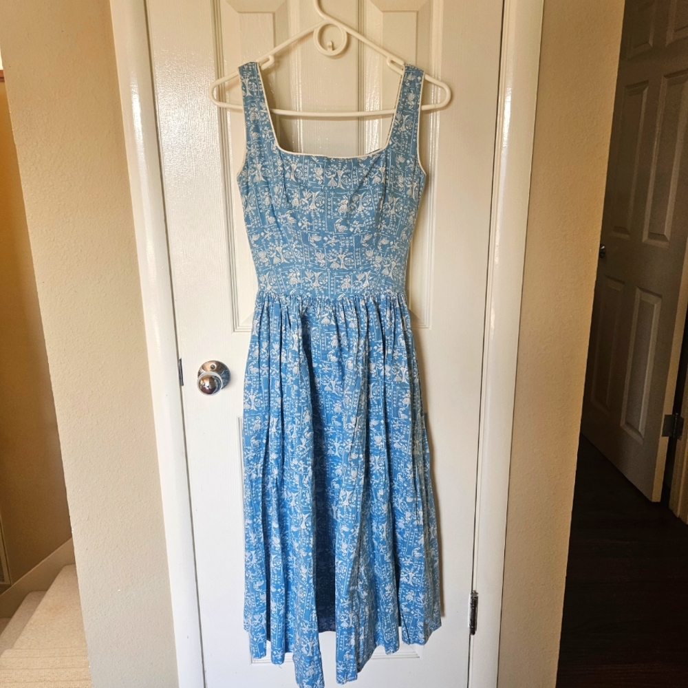 RARE 1950s Lanz Original Blue/white Midi Dress